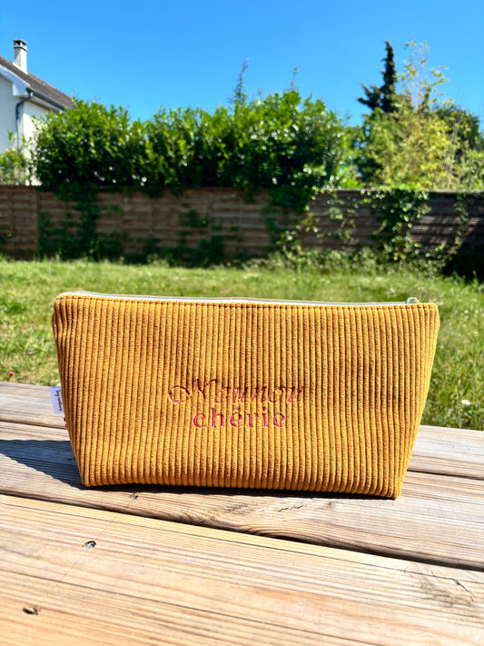 Trousse de toilette trapèze - Velours côtelé