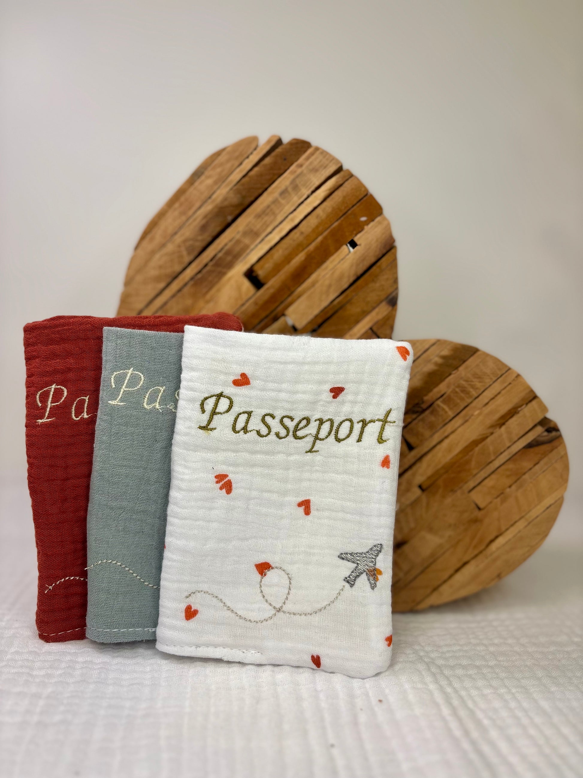 protège passeport en gaze de coton, création artisanale, fait en france