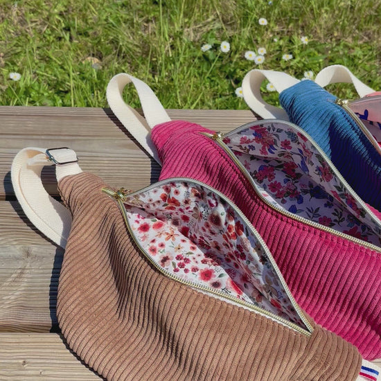 sac banane en velours côtelé, personnalisable pour un sac qui vous ressemble